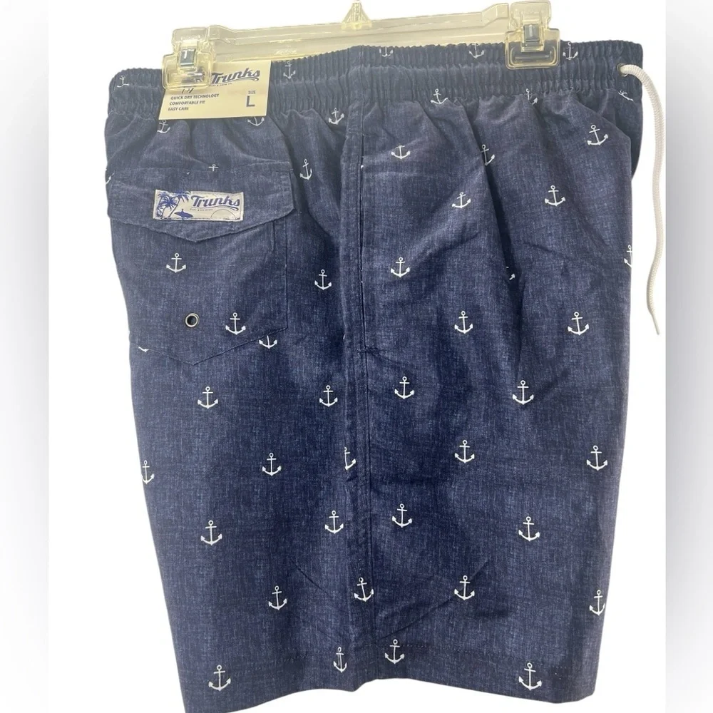 NWT Trunks Nautical Navy Swim Shorts with Anchors L